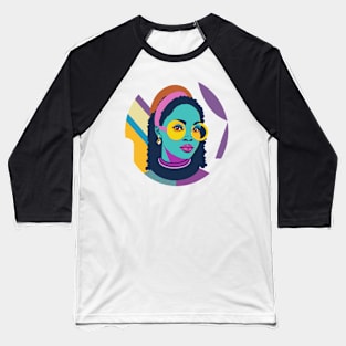 80s popart black girl, vibrant colors, face only Baseball T-Shirt